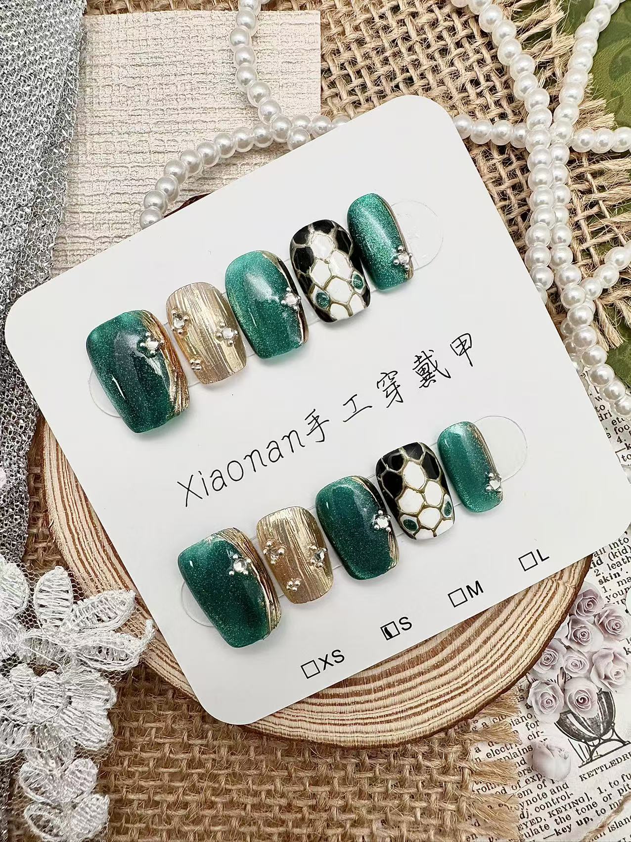 A349 寶格麗蛇頭美甲-碧玉夢影